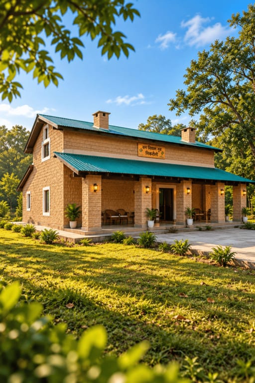 Illustrative Dhela forest accommodation surrounded by trees