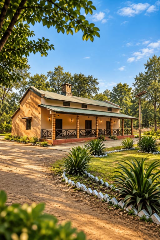 Illustrative Phato forest accommodation surrounded by trees